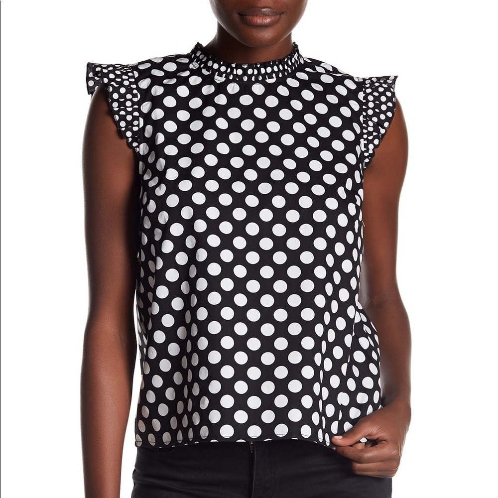 SOLD 14th & Union Polka Dot Ruffle Short Sleeve